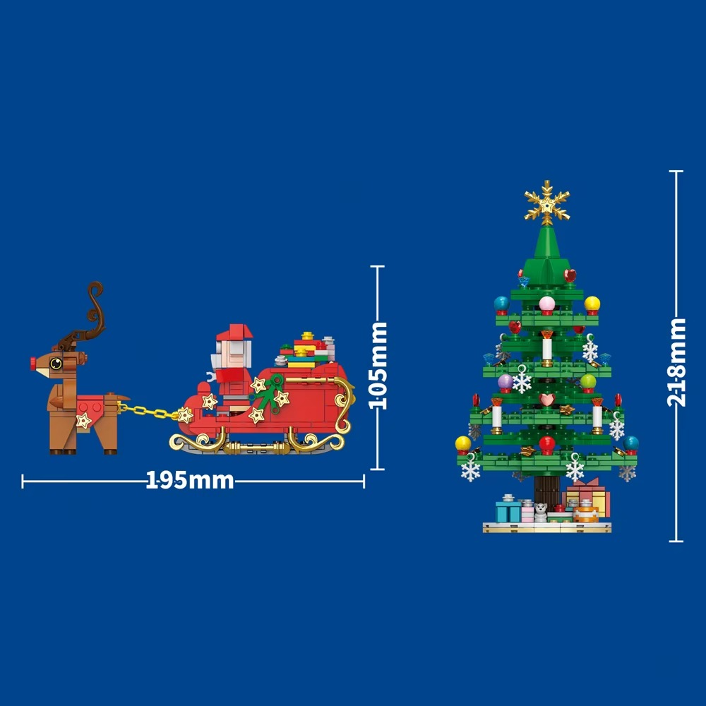 Christmas Train Christmas Tree Elk Christmas House Building Blocks Xmas Tree Decor Bricks Set Toys For Children Kids Gift