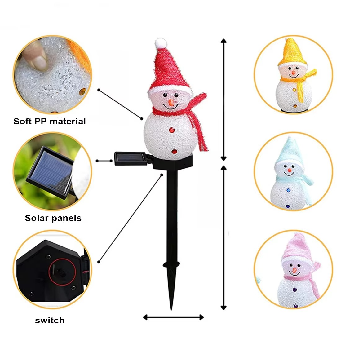 LED Christmas Solar Power Snowman Light Outdoor Waterproof Lawn Lamps Garden Garland Yard Fence Light for Christmas Decoration