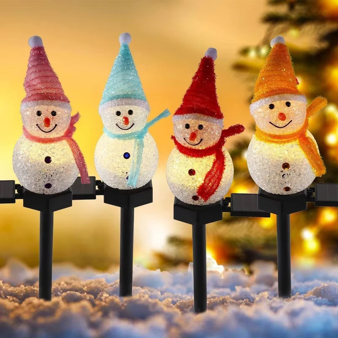 LED Christmas Solar Power Snowman Light Outdoor Waterproof Lawn Lamps Garden Garland Yard Fence Light for Christmas Decoration