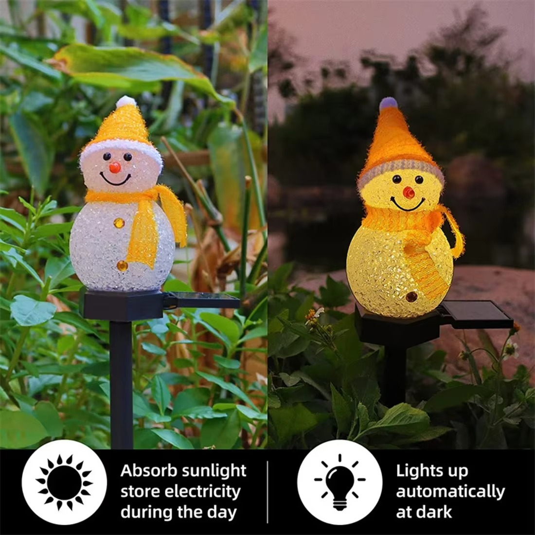 LED Christmas Solar Power Snowman Light Outdoor Waterproof Lawn Lamps Garden Garland Yard Fence Light for Christmas Decoration