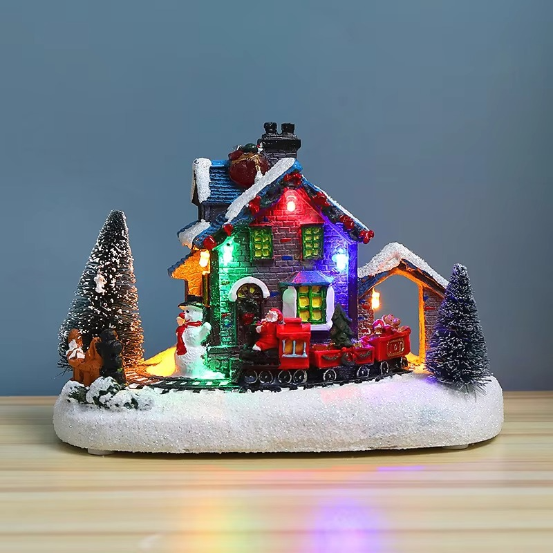 Christmas Decorations Led Light Snow House Christmas Scene Landscape Village Snow House Ornament Navidad 2025 New Year