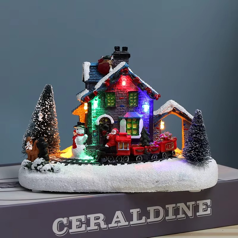 Christmas Decorations Led Light Snow House Christmas Scene Landscape Village Snow House Ornament Navidad 2025 New Year