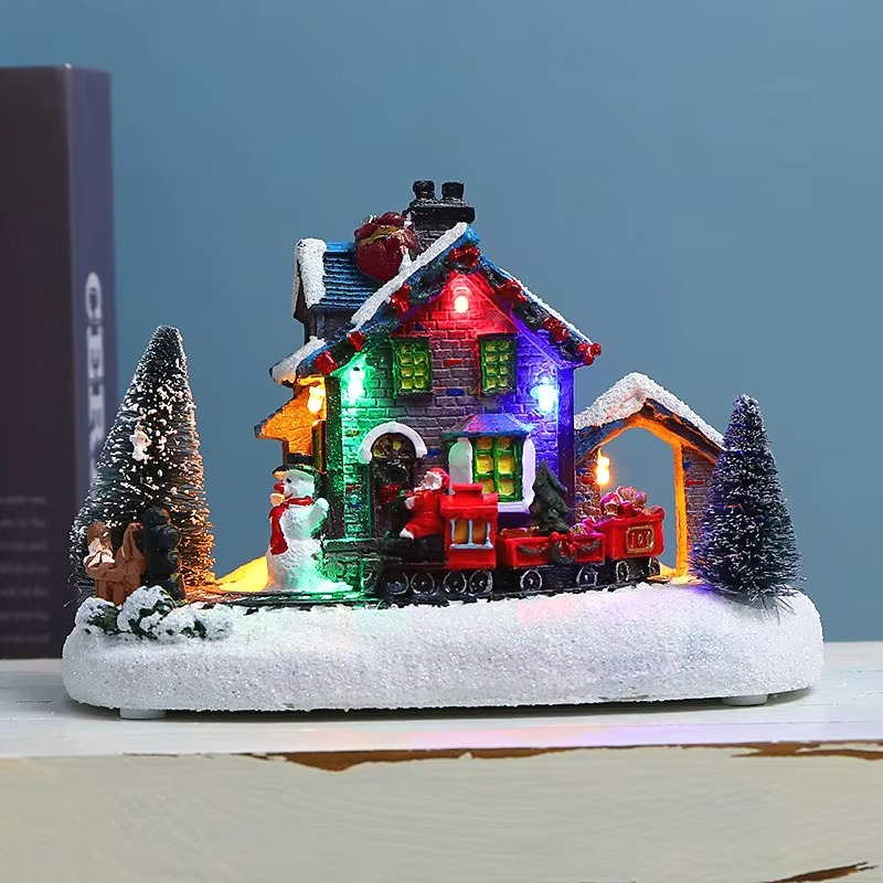 Christmas Decorations Led Light Snow House Christmas Scene Landscape Village Snow House Ornament Navidad 2025 New Year
