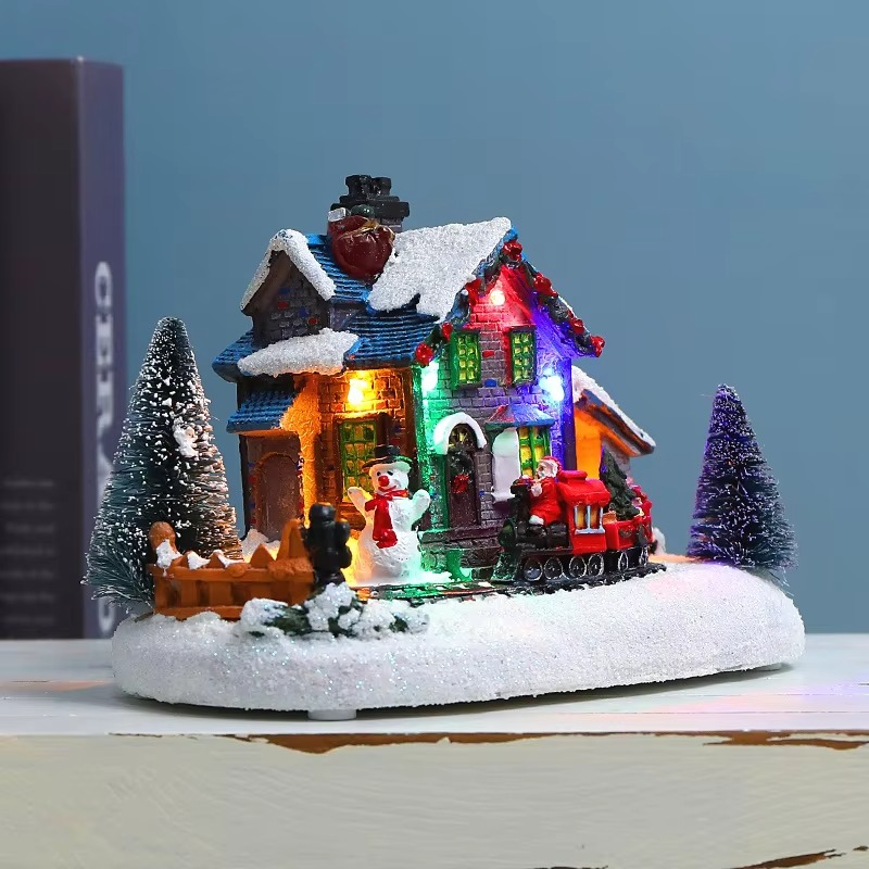 Christmas Decorations Led Light Snow House Christmas Scene Landscape Village Snow House Ornament Navidad 2025 New Year