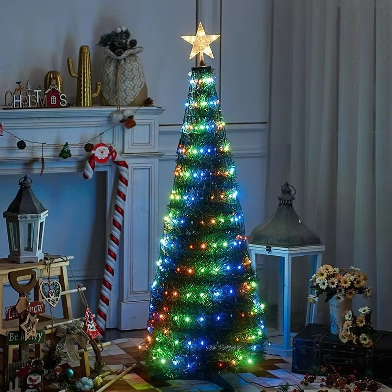New 120cm Foldable Pre-Decorated Christmas Tree Pop-Up Festive Decoration Home Decor Portable Christmas Tree