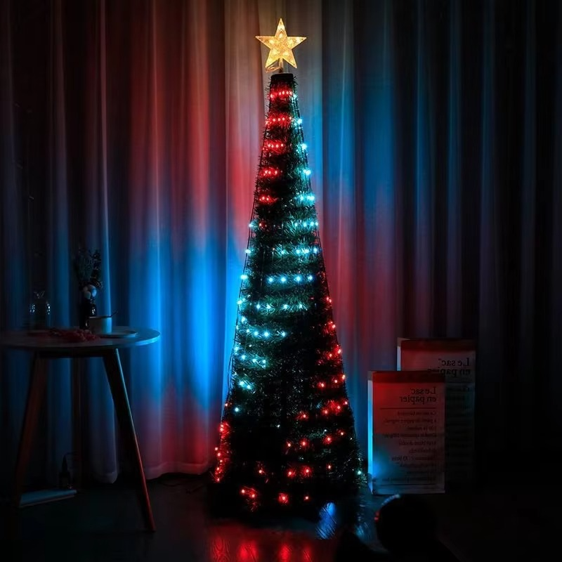 New 120cm Foldable Pre-Decorated Christmas Tree Pop-Up Festive Decoration Home Decor Portable Christmas Tree