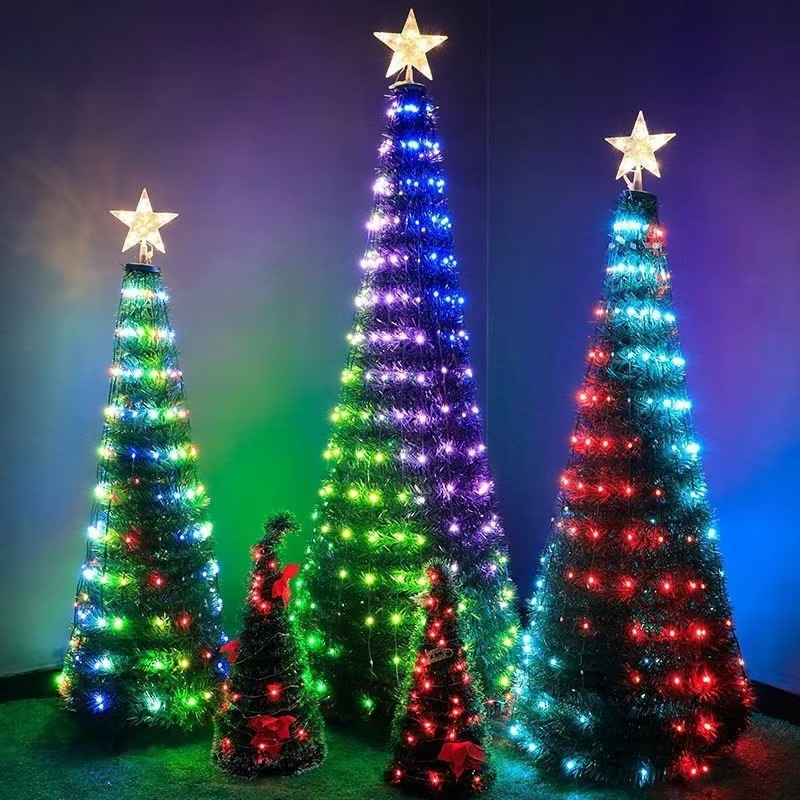 New 120cm Foldable Pre-Decorated Christmas Tree Pop-Up Festive Decoration Home Decor Portable Christmas Tree