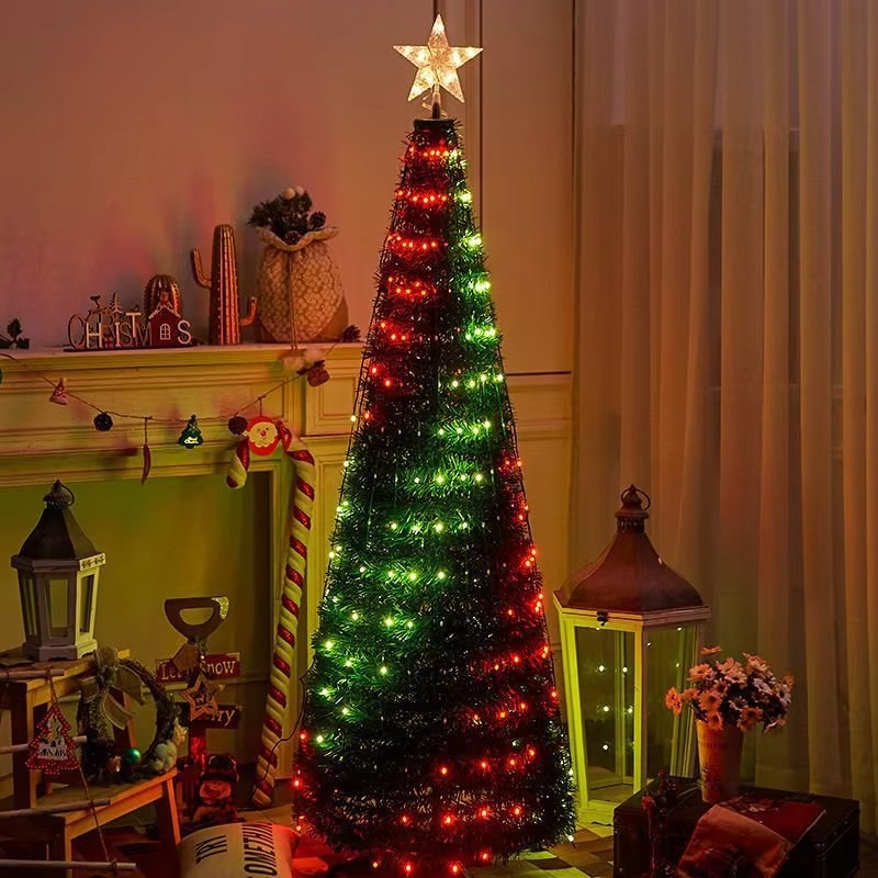 New 120cm Foldable Pre-Decorated Christmas Tree Pop-Up Festive Decoration Home Decor Portable Christmas Tree