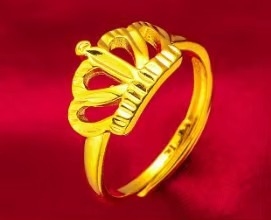 9999 genuine gold 24K pure gold ring floral style ring with adjustable opening gold ring