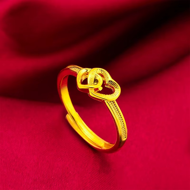 9999 genuine gold 24K pure gold ring floral style ring with adjustable opening gold ring