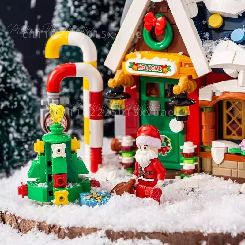 New Small Particle Building Blocks Assembly Toy Puzzle Children's Christmas House Candy House Model Collect Christmas Gift