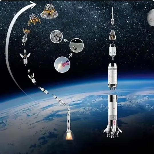 2025 The Apollo Saturn V Building Blocks Space Rocket Idea Series Bricks Educational Toys For Children Birthday Xmas Gifts