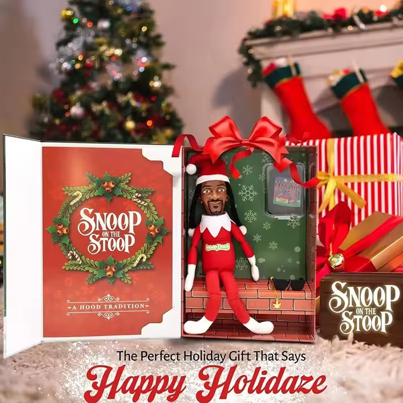 Christmas Elf Doll with Snoop on a Stoop Exquisite Gift Box Accessory Table Christmas Tree Decorations for Home Plush Toys 2025