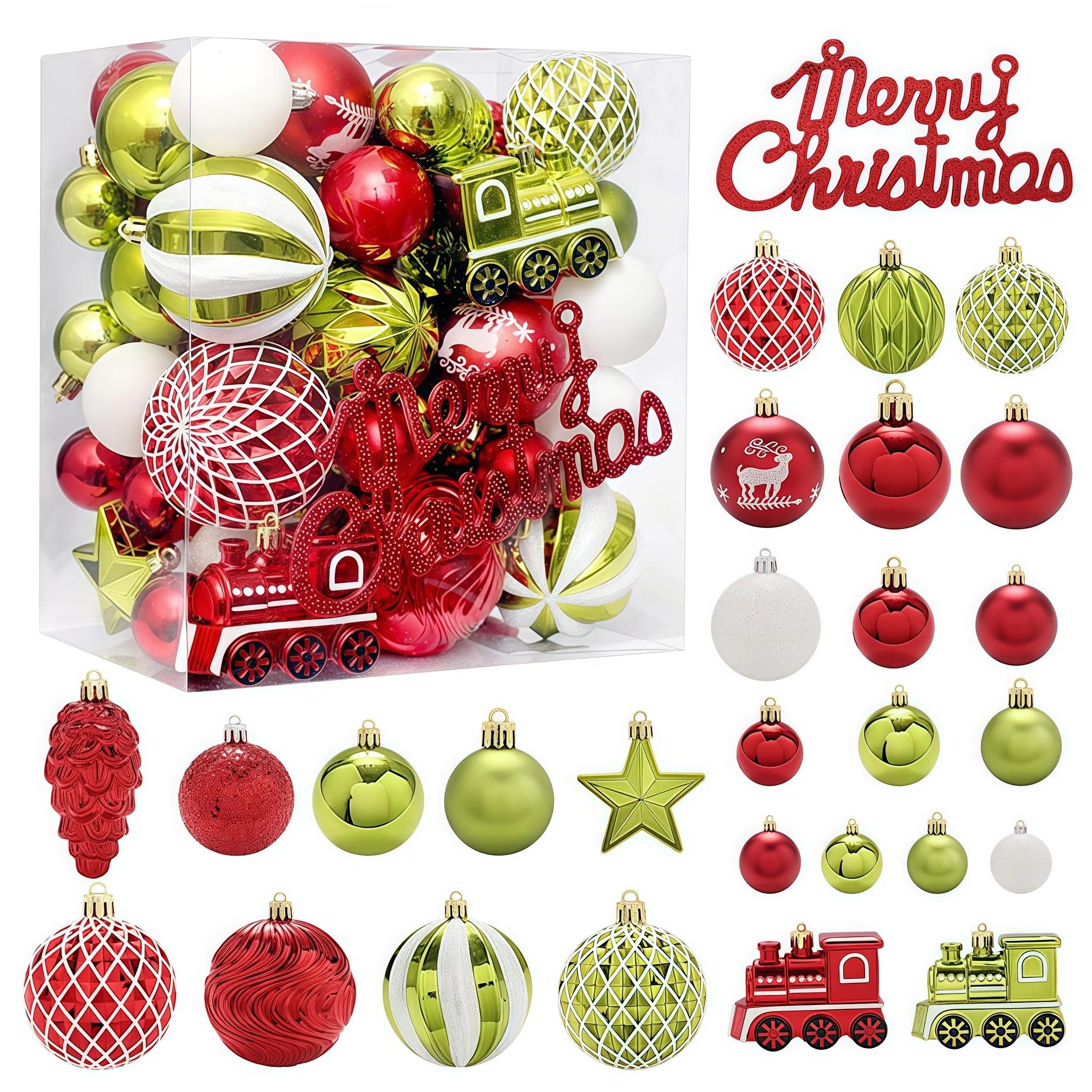 65PCS Christmas Ball Christmas Tree Ornaments Ball Xmas Hanging Tree Pendants New Year Decor Home Christmas Decoration 2025