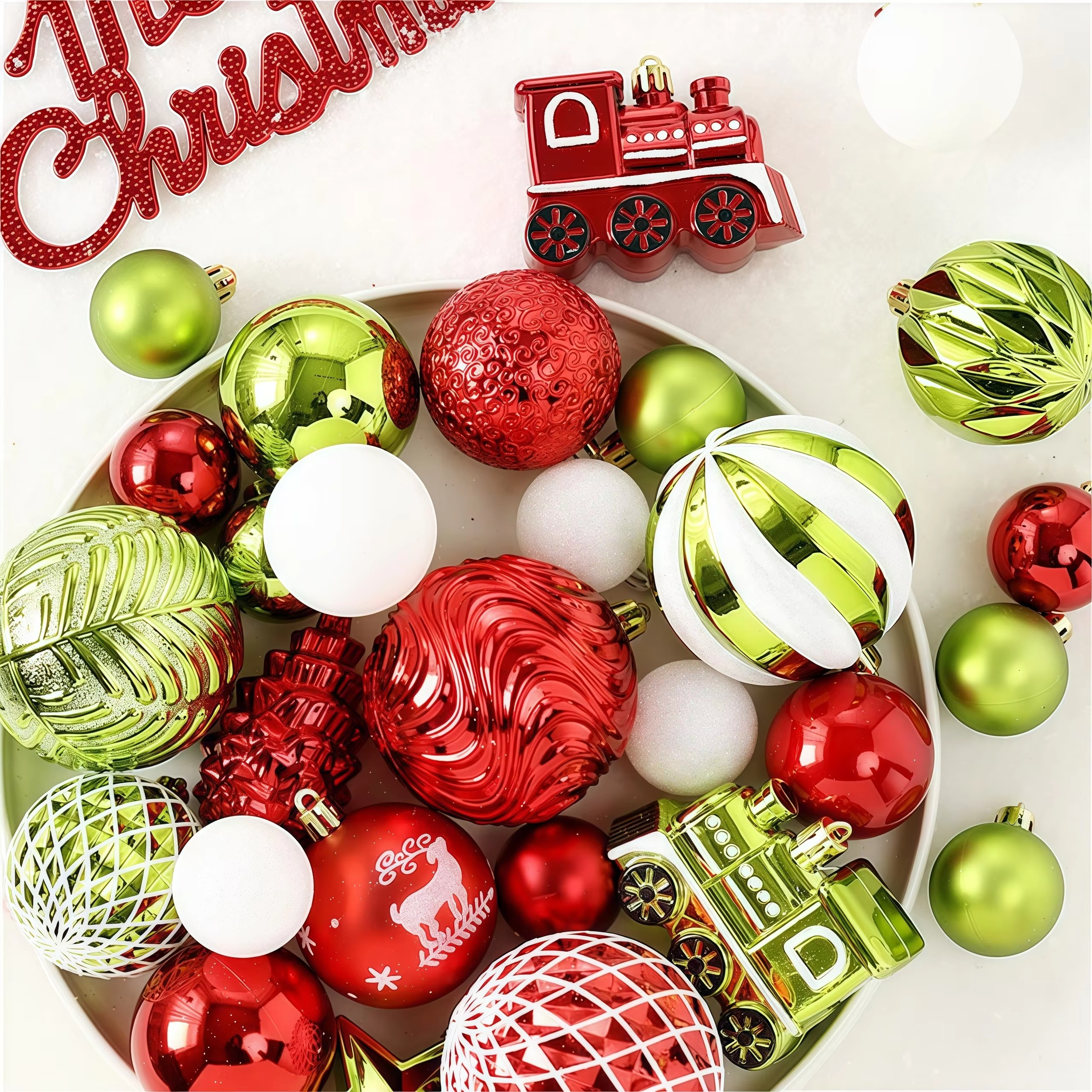 65PCS Christmas Ball Christmas Tree Ornaments Ball Xmas Hanging Tree Pendants New Year Decor Home Christmas Decoration 2025