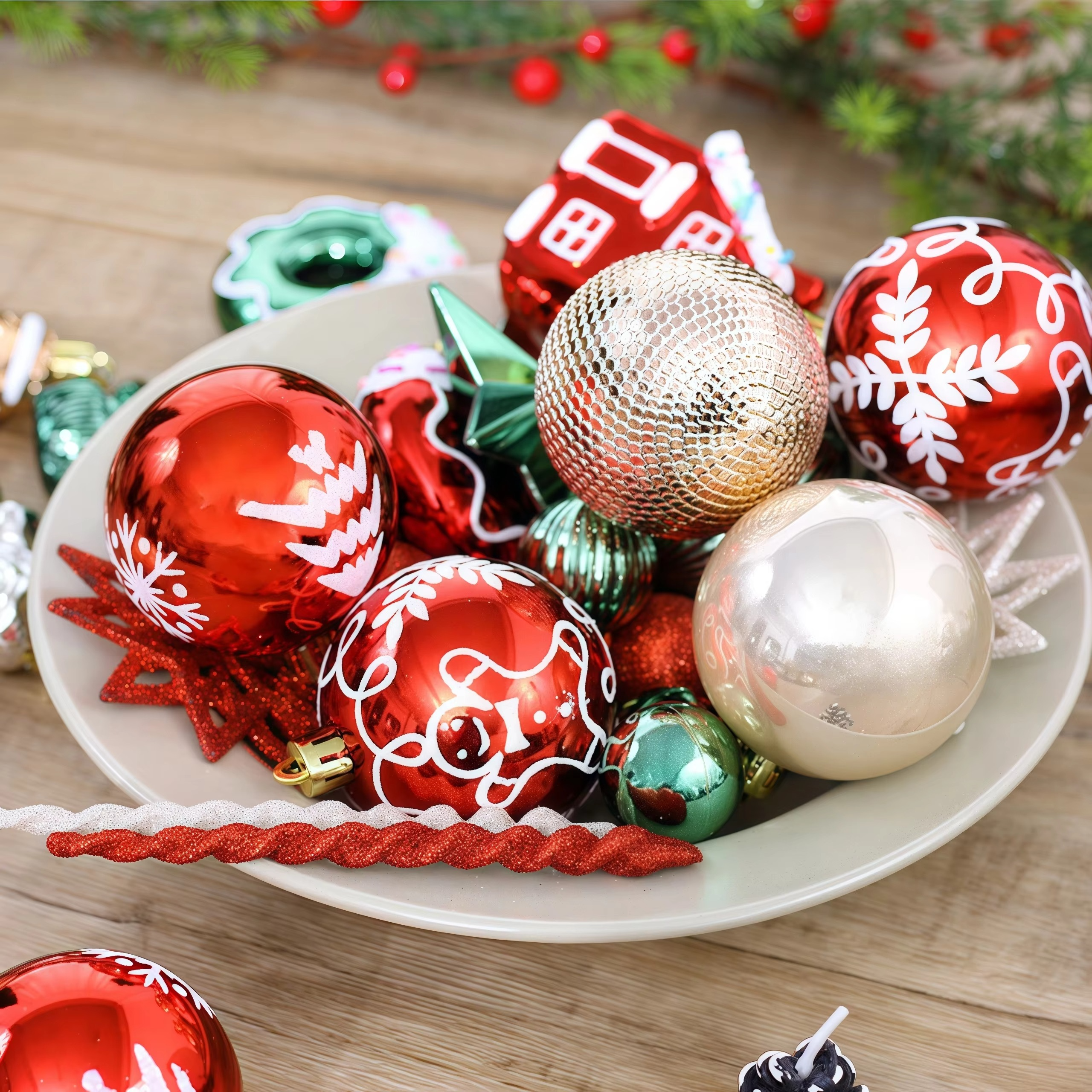 45PCS Christmas Balls Christmas Tree Ornaments Gingerbread People Xmas Hanging Pendants Home Christmas Decoration New Year Gift