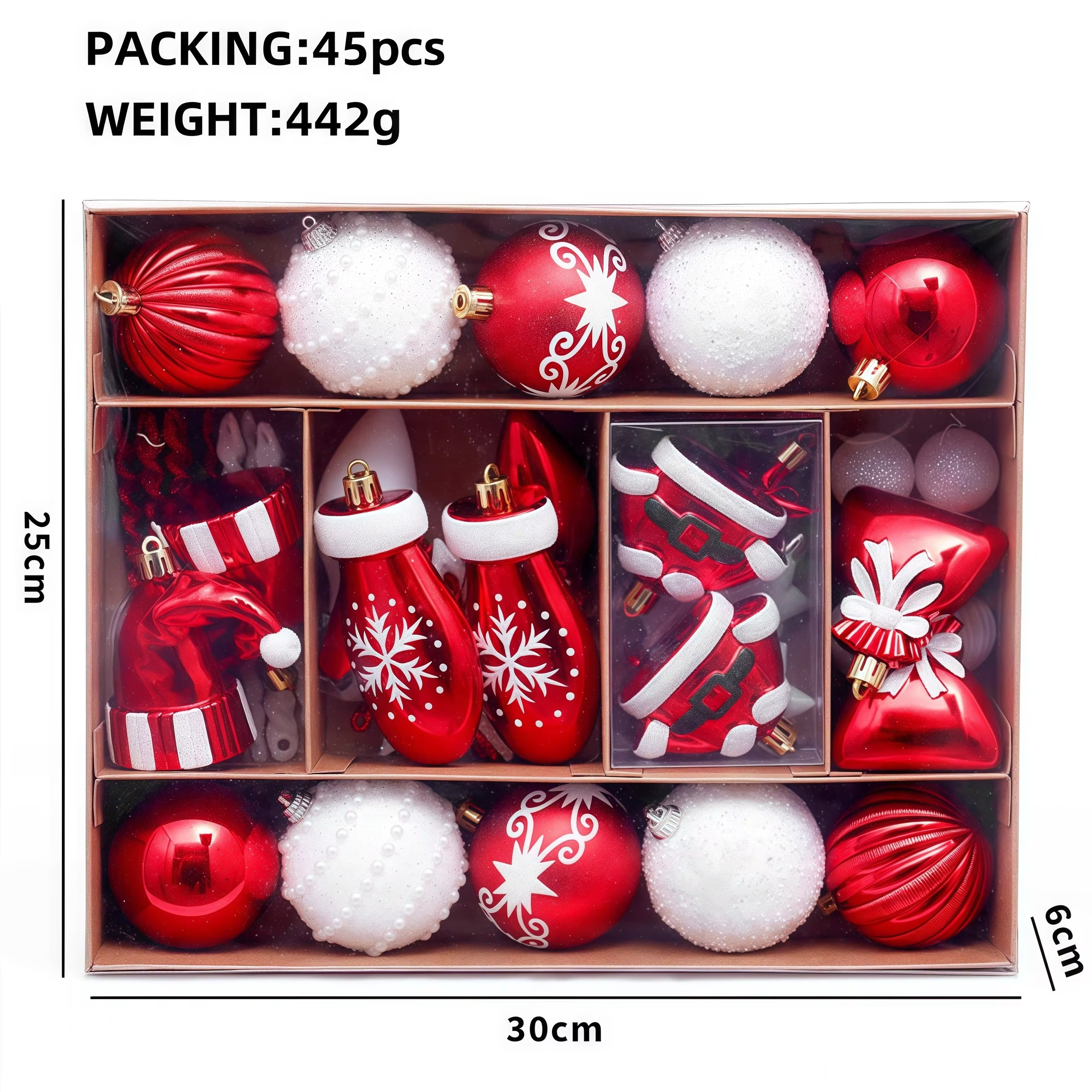 45PCS Christmas Balls Christmas Tree Ornaments Gingerbread People Xmas Hanging Pendants Home Christmas Decoration New Year Gift