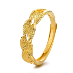 AU999 24K Gold Wheat Ear Ring | Hollow diamond - set grains, enamel - accented leaves, vintage & noble