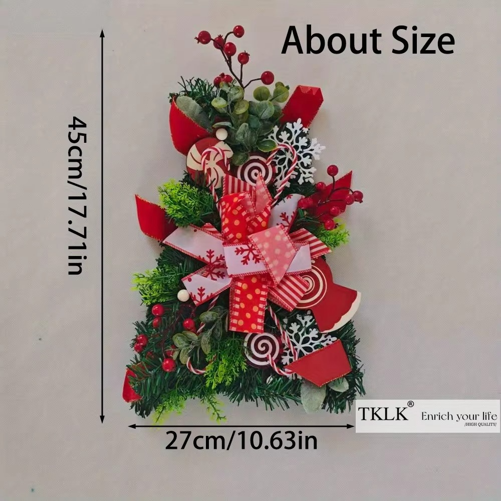 1pc Christmas Hanging Ornaments, Christmas Wreath /Garland, Artificial Christmas Front Door Wreath Wall Pendant Decorations