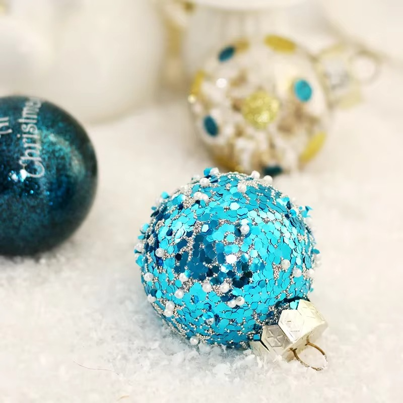 25pcs Christmas Ball Home Hanging Ornaments Blue Gold PET Painted Balls Set Xmas Tree Decoration Pendant New Year Party Decor