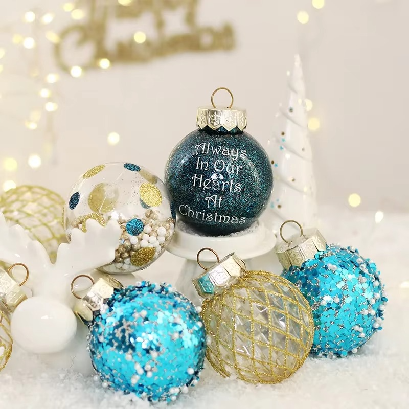 25pcs Christmas Ball Home Hanging Ornaments Blue Gold PET Painted Balls Set Xmas Tree Decoration Pendant New Year Party Decor