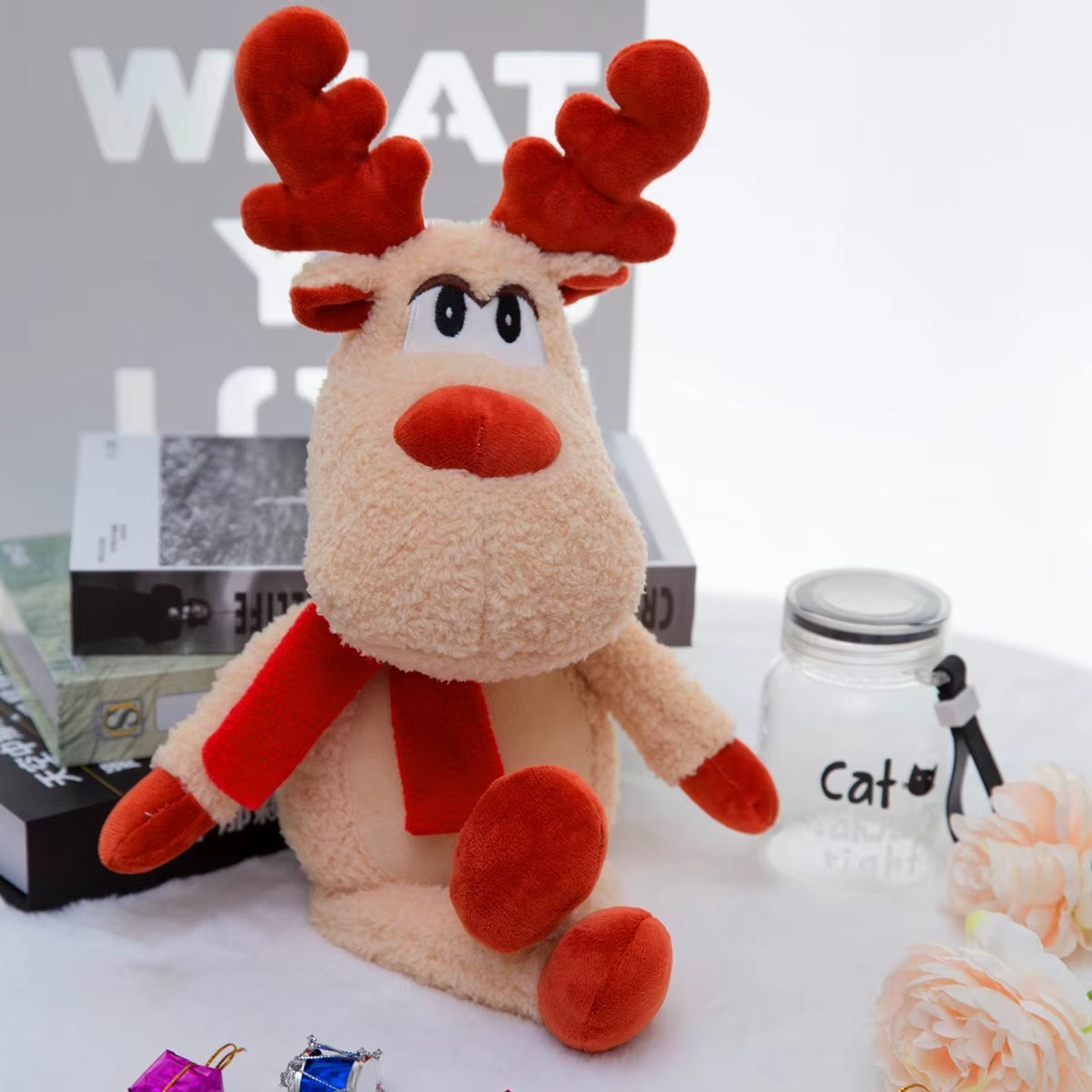 Christmas reindeer figurines of good quality office pillows machine washable for holidays home decor gifts cute interesting