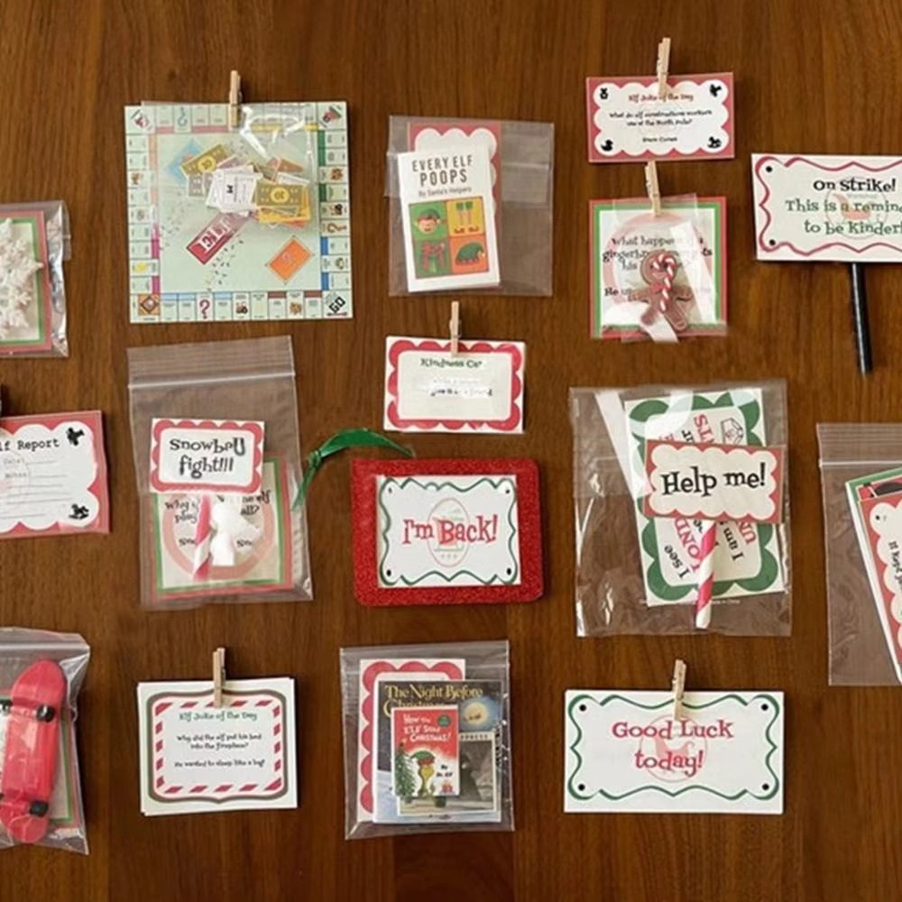 Elf Activities Elf Kit 24/30 Days of Christmas Funny Plastics Christmas Countdown Set Best Elf Pranks Elf Kit 24/30 Days Party