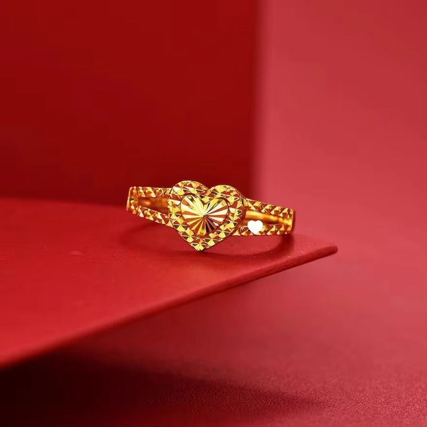 High-quality AU999 gold rings fashionable high-end heart shape 24K real gold ring Valentine's day love ring jewelry