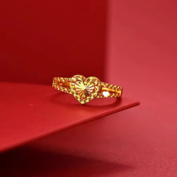 High-quality AU999 gold rings fashionable high-end heart shape 24K real gold ring Valentine's day love ring jewelry