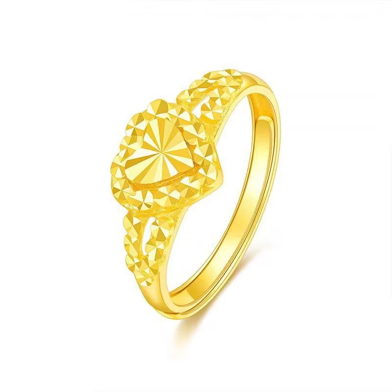 High-quality AU999 gold rings fashionable high-end heart shape 24K real gold ring Valentine's day love ring jewelry