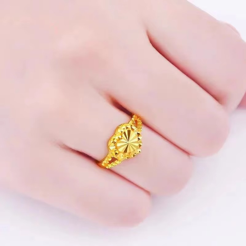 High-quality AU999 gold rings fashionable high-end heart shape 24K real gold ring Valentine's day love ring jewelry