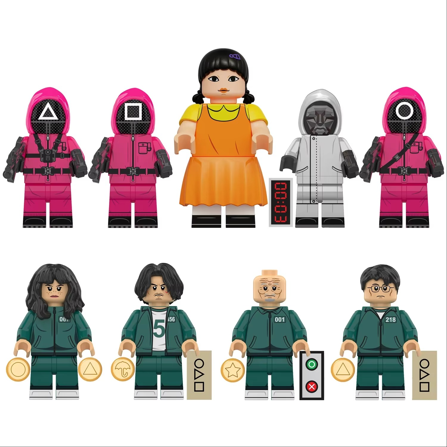 17pcs New Squid Game3 Anime Cartoon TV Bricks Toy Dolls Building Blocks Assemble Toys Model Children Christmas Gifts