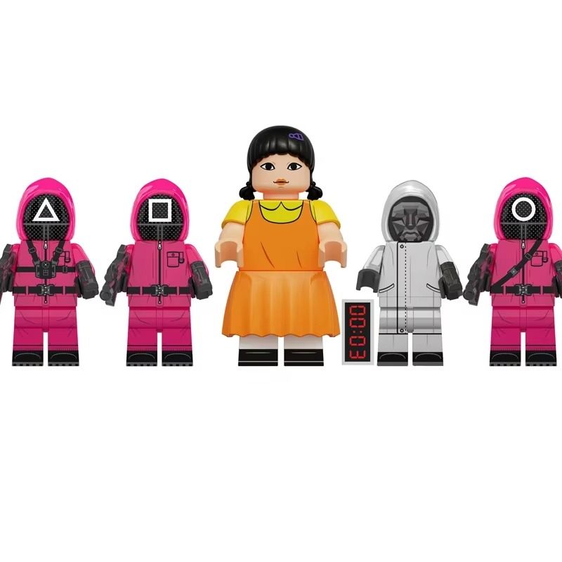 17pcs New Squid Game3 Anime Cartoon TV Bricks Toy Dolls Building Blocks Assemble Toys Model Children Christmas Gifts