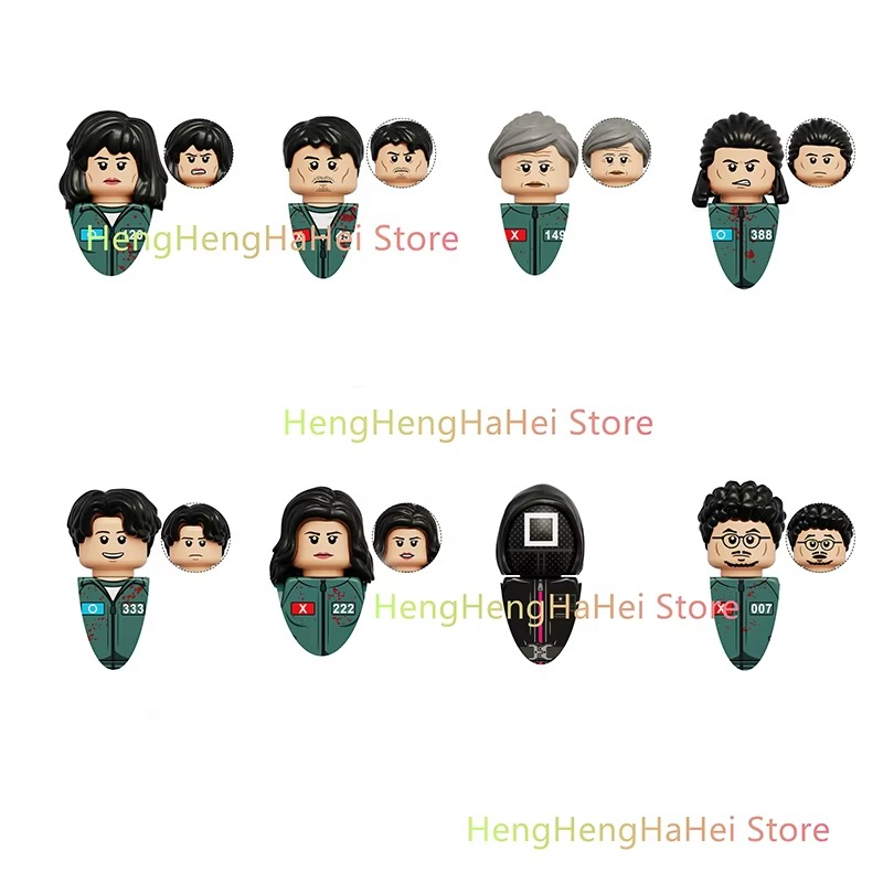 9pcs New Squid Game3 Anime Cartoon TV Bricks Toy Dolls Building Blocks Assemble Toys Model Children Christmas Gifts