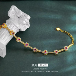 Luxury 24K 9999 Pure Gold real gold Diamond Plum Blossom Bracelet Gem Bracelet for Girlfriend