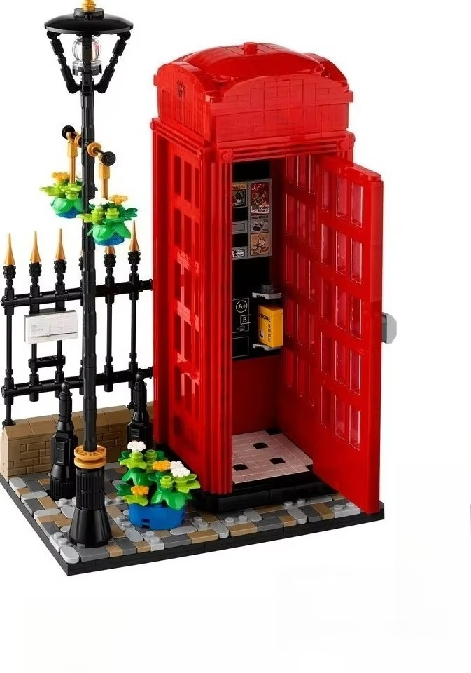 Ideas Red London Telephone Box Building Blocks Sets Compatible With Legoed Particles Suitable For Christmas Gifts 21347