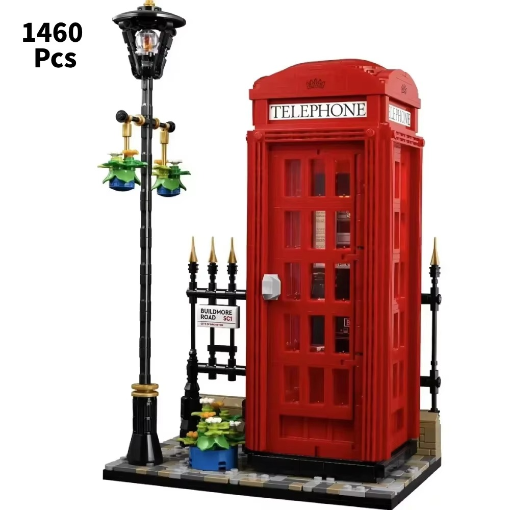 Ideas Red London Telephone Box Building Blocks Sets Compatible With Legoed Particles Suitable For Christmas Gifts 21347