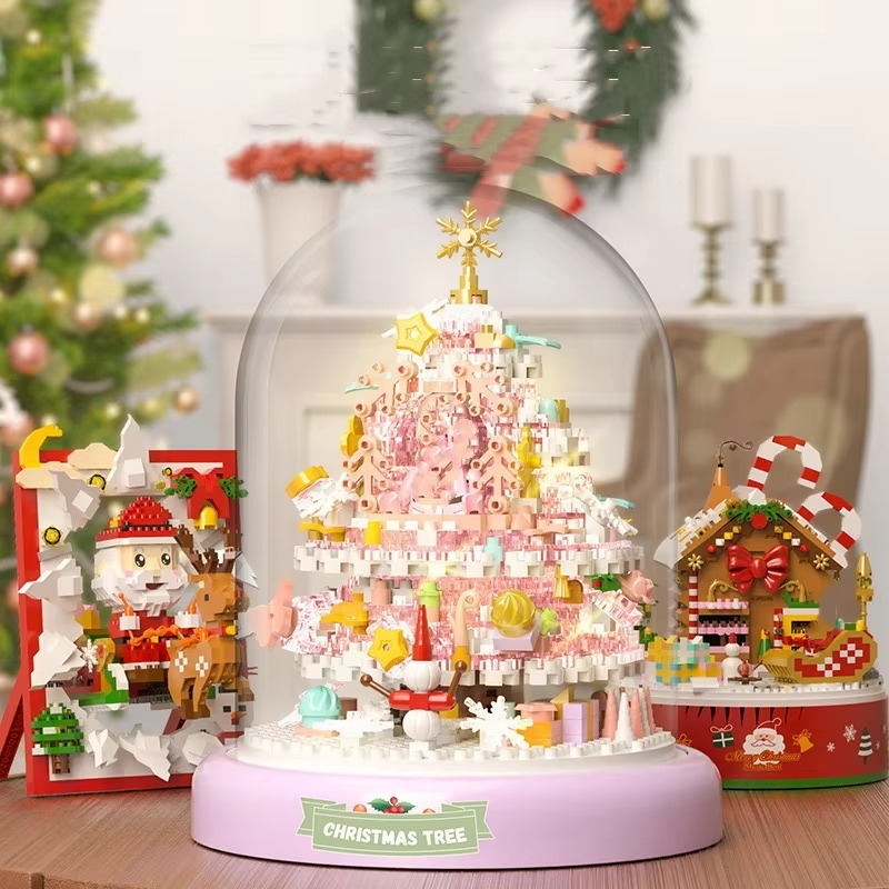 Christmas Building Blocks Toys for Children Xmas Gift Christmas Tree Store Diamond Blocks Kids Toys