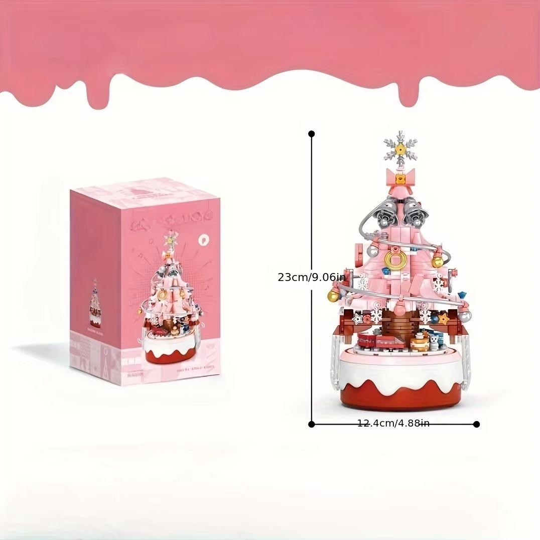 HUIQIBAO Children Mini Christmas Tree Santa Claus Music Box Model Micro Bricks Building Block DIY Bricks Toys for Adult Gift