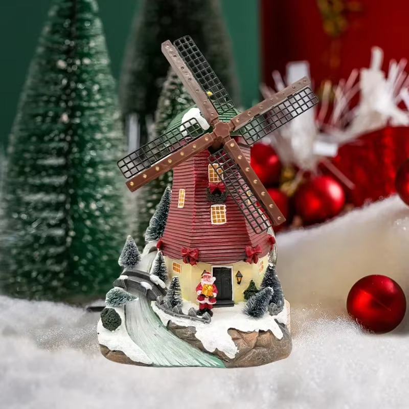 2025New Electric Christmas Windmill LED Lamp with Music Creative Decorative Ornament for Festive Atmosphere