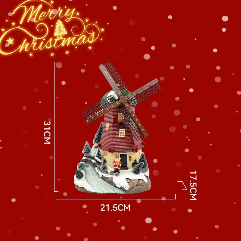 2025New Electric Christmas Windmill LED Lamp with Music Creative Decorative Ornament for Festive Atmosphere
