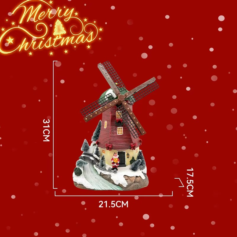 2025New Electric Christmas Windmill LED Lamp with Music Creative Decorative Ornament for Festive Atmosphere