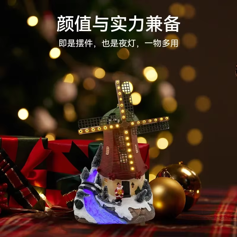 2025New Electric Christmas Windmill LED Lamp with Music Creative Decorative Ornament for Festive Atmosphere