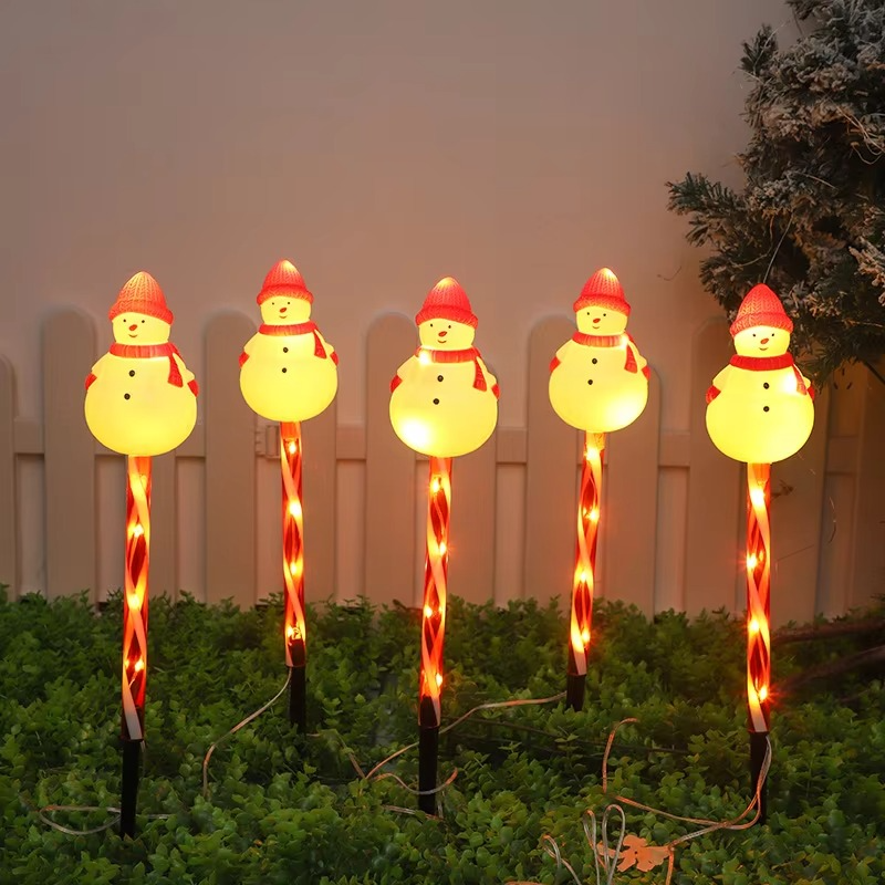 5pcs/set Outdoor Lawn Lights For Garden Christmas Snowmen Solar Plug Lights For Courtyard Holiday Decoration Xmas Decor 002