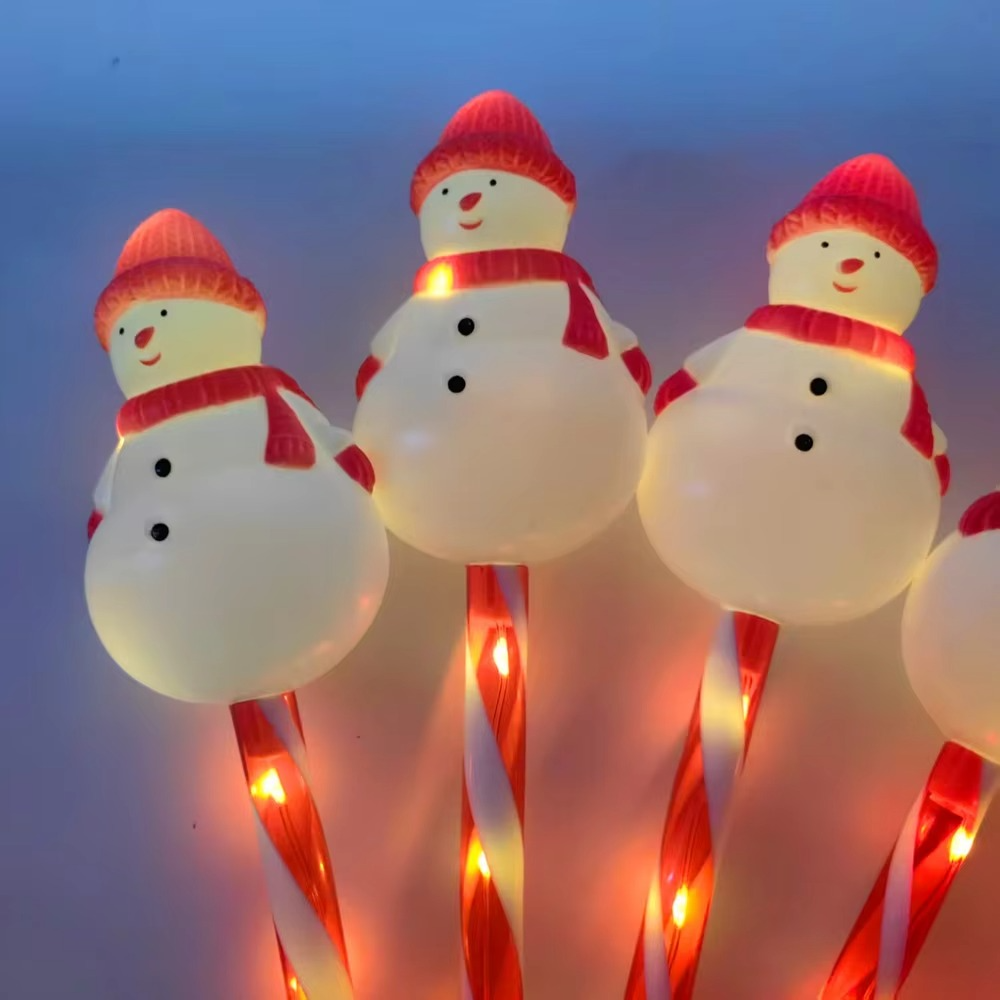 5pcs/set Outdoor Lawn Lights For Garden Christmas Snowmen Solar Plug Lights For Courtyard Holiday Decoration Xmas Decor 002