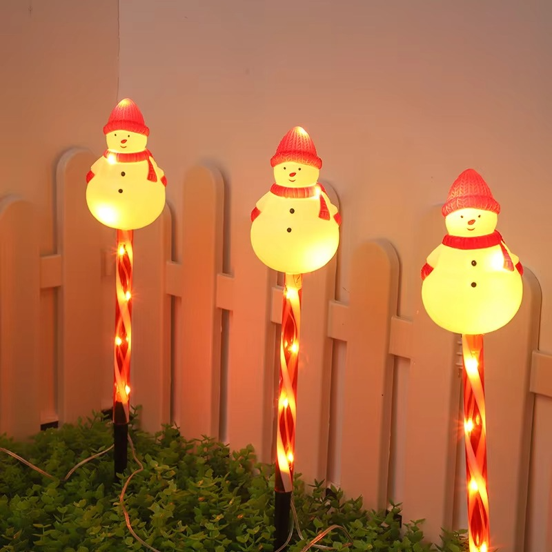 5pcs/set Outdoor Lawn Lights For Garden Christmas Snowmen Solar Plug Lights For Courtyard Holiday Decoration Xmas Decor 002