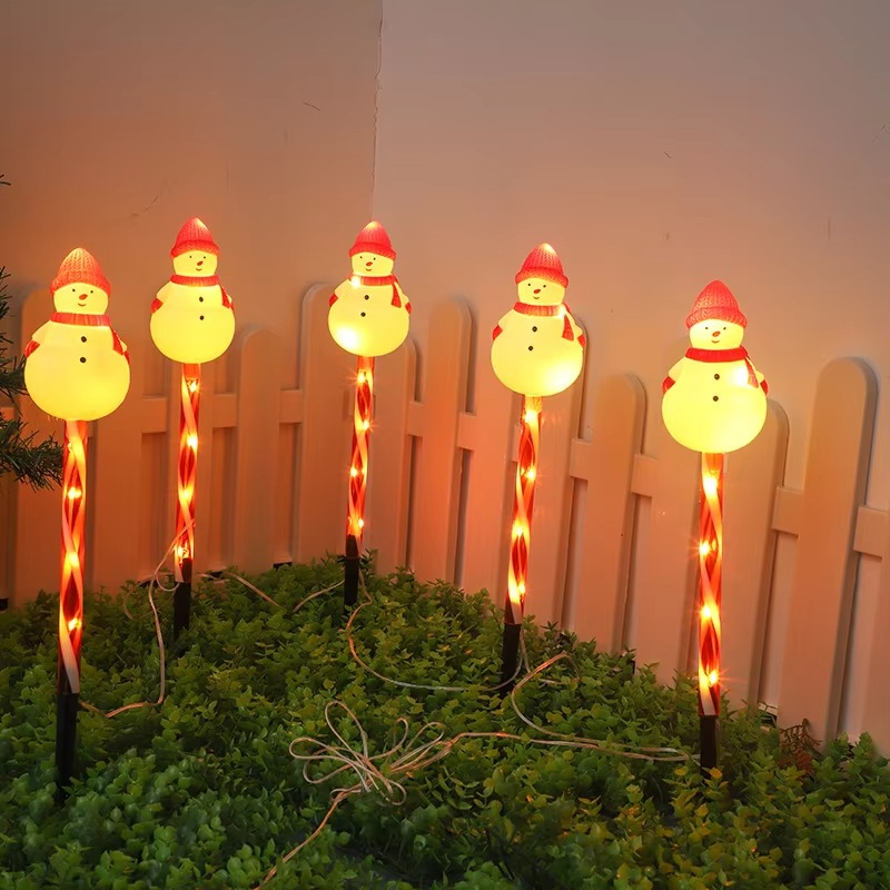 5pcs/set Outdoor Lawn Lights For Garden Christmas Snowmen Solar Plug Lights For Courtyard Holiday Decoration Xmas Decor 002