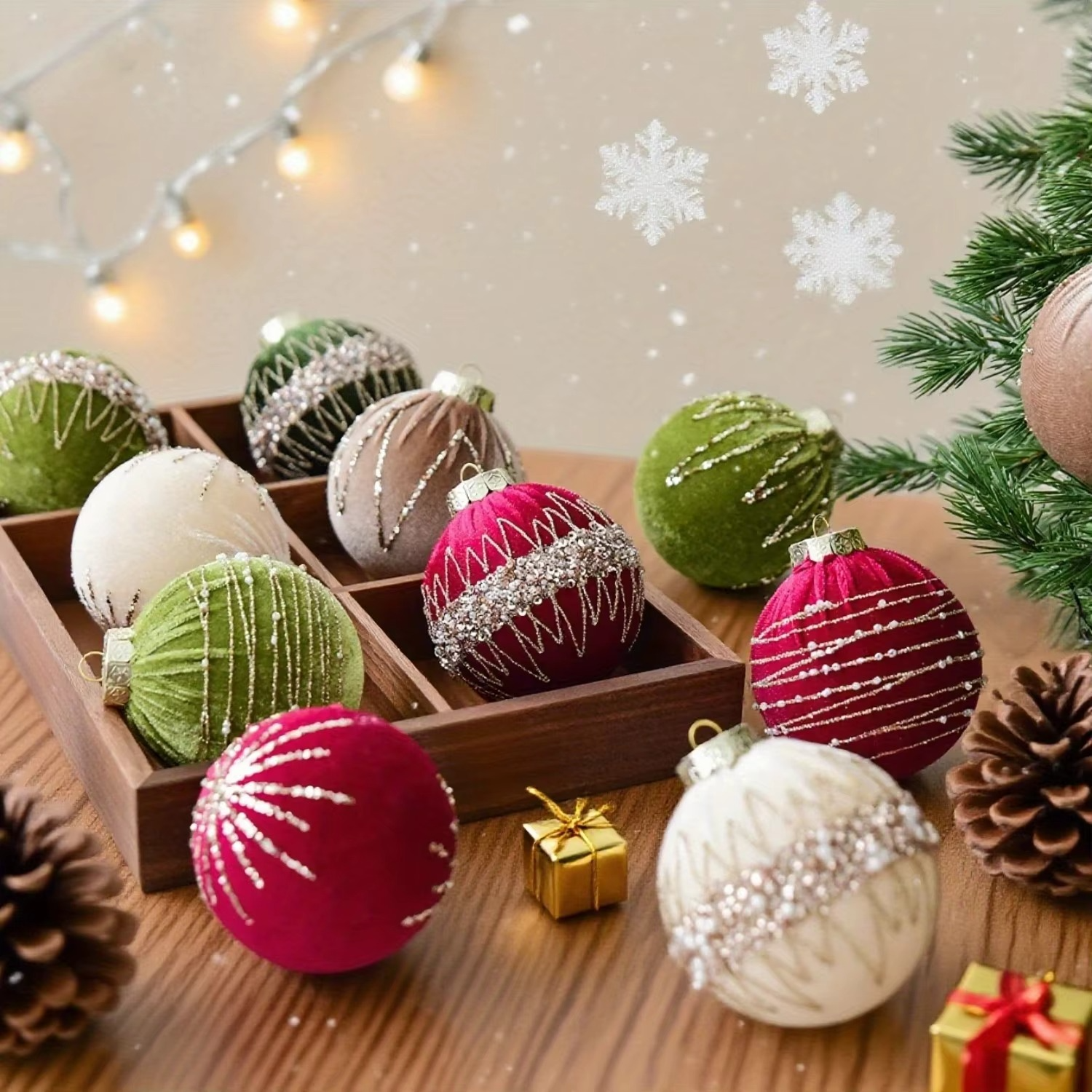 12PCS a Set 8CM Christmas Tree Balls Decorations, For Wedding, Parties and Holidays, Christmas Ball Decorative Hanging Items