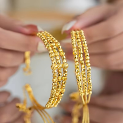 9999 24K Real Gold Shop Same Style Women's Bracelet with Three Circles Sparkling Adjustable AU750 Birthday Gift Fashionable Luxu