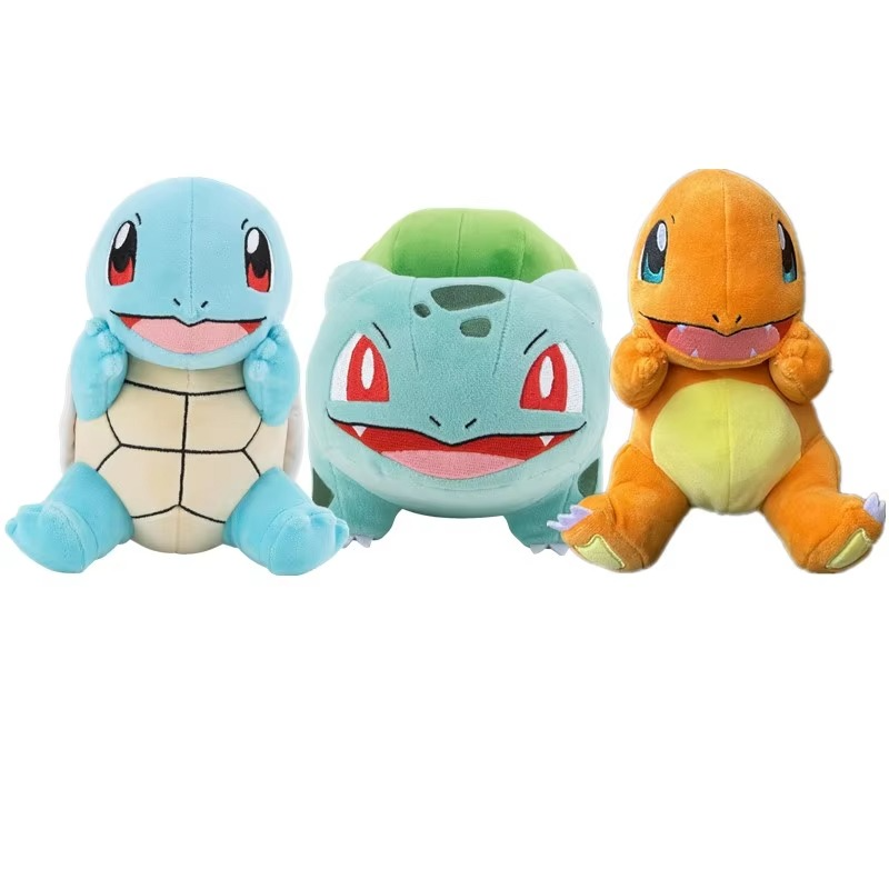 Pokemon Plushies Starter 3 Pack Charmander, Squirtle & Bulbasaur Plush Toys Anime Charizard Christmas Gift For Children